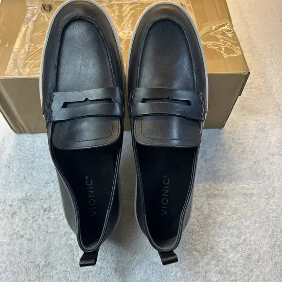 Vionic Uptown Black Leather Penny Loafers  Women Size 10 M in Box Excellent - Picture 2 of 9